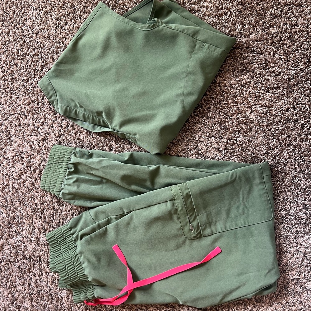 olive green figs scrubs